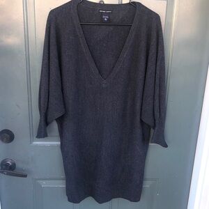 Gray V-Neck Sweater Dress
